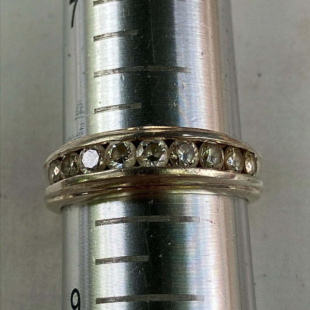 QQ Sterling Silver Band with Channel-Set CZ Accents